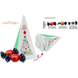Weihnachtspralinés in Motivkartonage "Tannenbaum" (Saisonprodukt zu Weihnachten), Pralinen Milchschokolade mit Cappuccinocremefüllung (ca. 120 g)