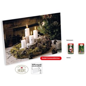 Wand Adventskalender HEIDEL Schokotäfelchen individuell bedruckt (Saisonprodukt zu Weihnachten), Heidel Schokoladentäfelchen (ca. 72 g)