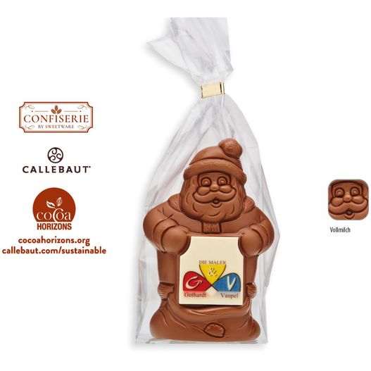 Produktabbildung Schoko Weihnachtsmann 80 g mit Schokoschild (Saisonprodukt zu Weihnachten) Schoko Weihnachtsmann 80 g mit Schokoschild (Saisonprodukt zu Weihnachten) (Bild 1)