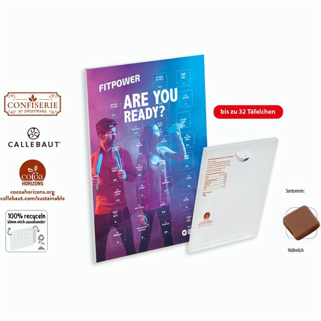 Countdown-Eventkalender Wandkalender - Callebaut Vollmilch Schokolade (ca. 100 g)