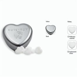Herzdose geprägt, Pfefferminz Herzen zuckerfrei (ca. 18 g)