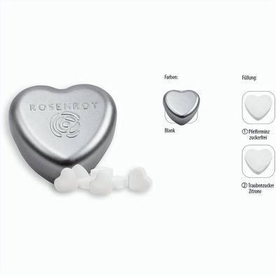 Herzdose geprägt, Pfefferminz Herzen zuckerfrei (ca. 18 g)