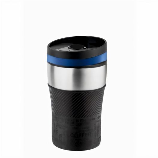 ein reisebecher mit blauem deckel Thermobecher "CremaOfficina" (Bild 1)