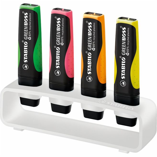 Produktabbildung STABILO GREEN BOSS 4er Tisch-Set Leuchtmarkierer STABILO GREEN BOSS 4er Tisch-Set Leuchtmarkierer