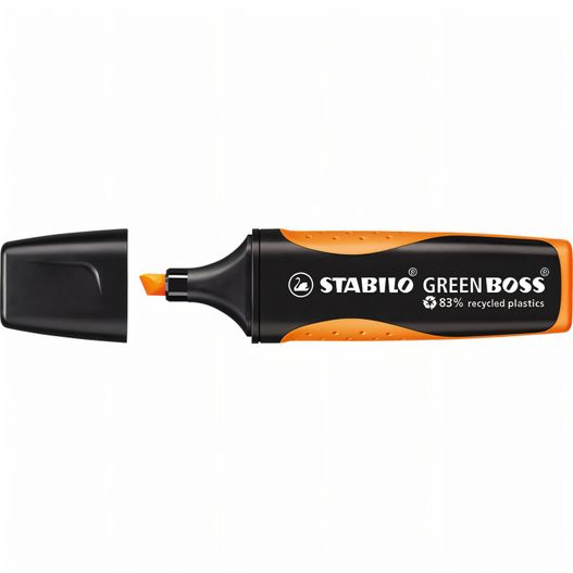 ein schwarzer und oranger stift mit schwarzer spitze STABILO GREEN BOSS Leuchtmarkierer (Bild 1)