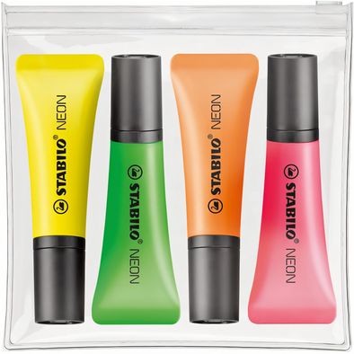 STABILO NEON 4er Zip-Etui Leuchtmarkierer
