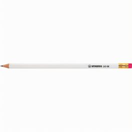 STABILO Grafitstift 6-kant weiß mit Radiergummi
