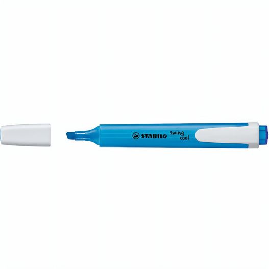 ein stift mit weißer spitze und blauer tinte STABILO swing cool Leuchtmarkierer (Bild 1)