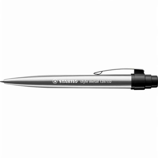 ein stift mit einer schwarzen spitze und einem silbernen körper STABILO style metal Kugelschreiber (Bild 1)