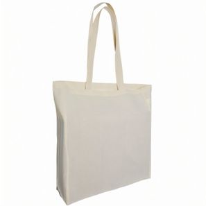 Baumwolltaschen mit langen Henkeln und Bodenfalte. 140 gr/m²