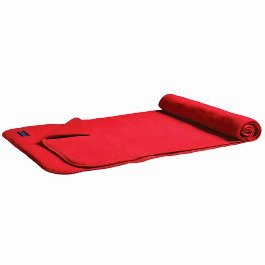 eine rote yogamatte mit einem aufgerollten handtuch Fleece-Schal deluxe (Bild 1)