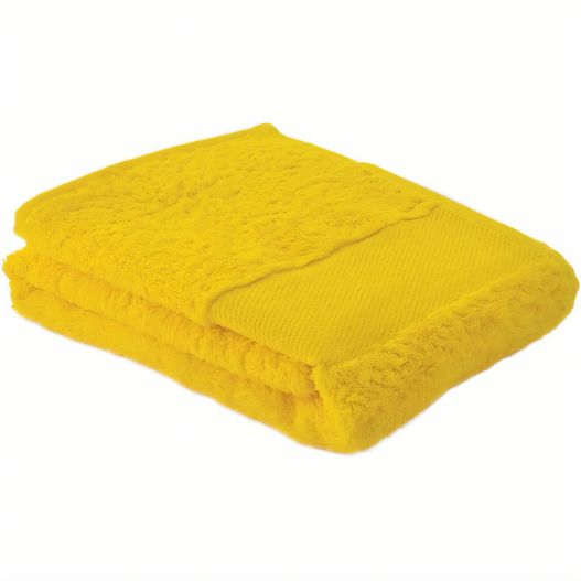 ein gelbes handtuch übereinander gefaltet Sophie Muval Sporthandtuch 130x30 cm. 450 gr/m² (Bild 1)