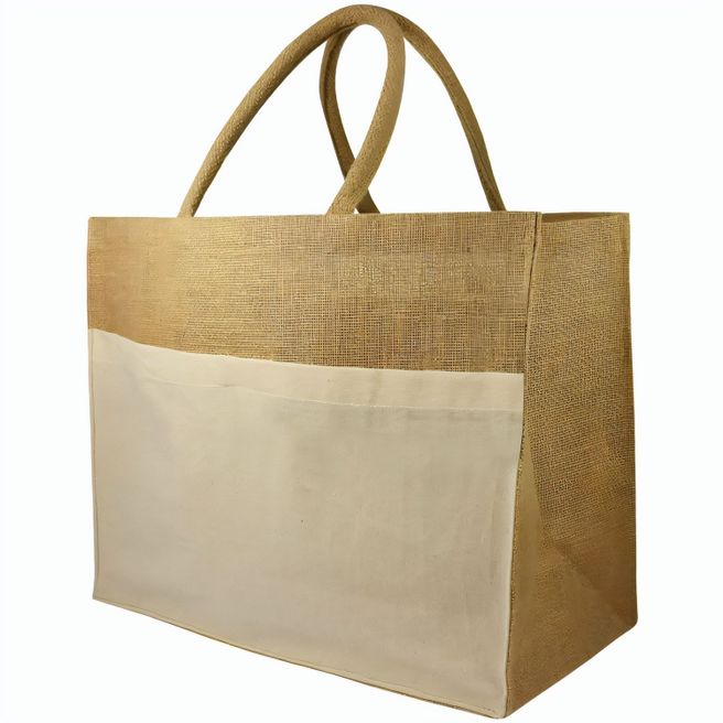 Juten Shopper mit Baumwollfach, 300 gr/m²