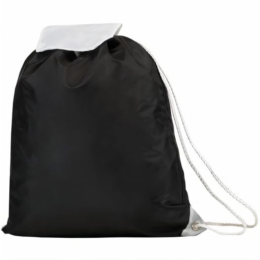 ein schwarzer taschenbeutel mit einem weißen taschentuch Promo Turnbeutel mit Umschlag (Bild 1)