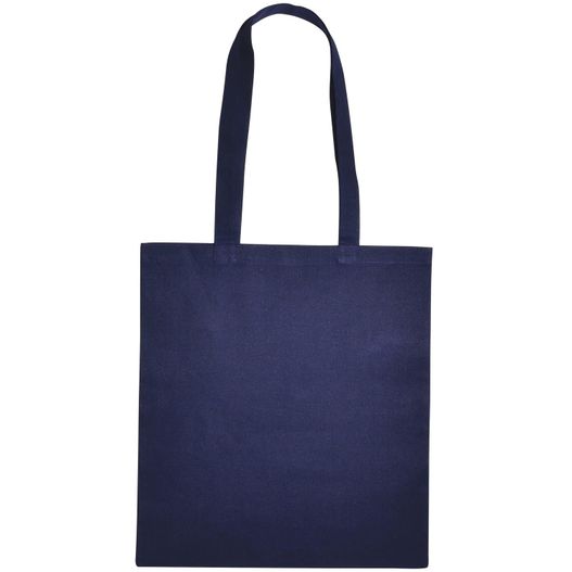eine marineblaue tasche mit einem weißen logo Baumwolltasche mit langen Henkeln, 135 gr/m² (Bild 1)
