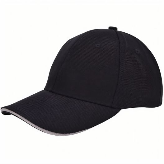 eine schwarze baseballkappe mit einem weißen streifen Canvas Sandwich Cap (Bild 1)