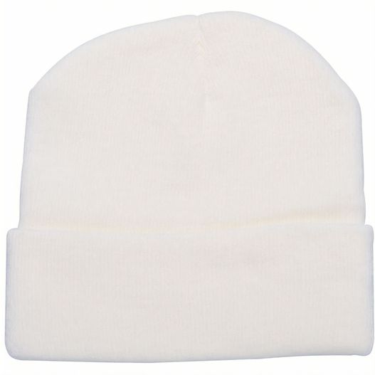 eine weiße mütze mit einem weißen logo Promo Strickmütze (Bild 1)