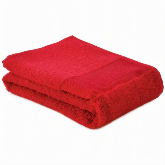 ein rotes handtuch übereinander gefaltet Sophie Muval Sporthandtuch 130x30 cm. 450 gr/m² (Bild 1)