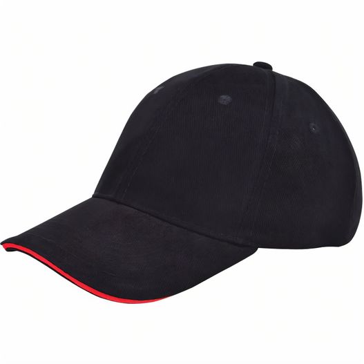eine schwarze baseballkappe mit roten pips Brushed Twill Cap (Bild 1)