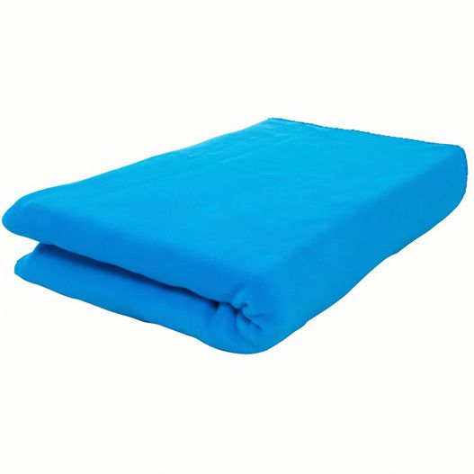 eine blaue decke gefaltet auf einem weißen hintergrund Fleecedecke 150x120 cm, 250 gr/m2 (Bild 1)