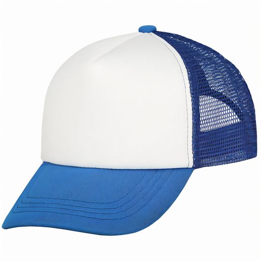 eine weiße und blaue lkw-kappe mit netzrücken Kids Trucker Cap (Bild 1)
