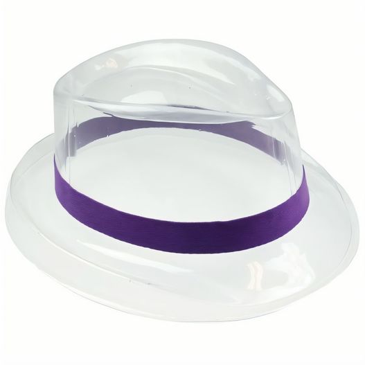 ein hut mit einem lila band auf weißem hintergrund Elastisches Hutband (Bild 1)