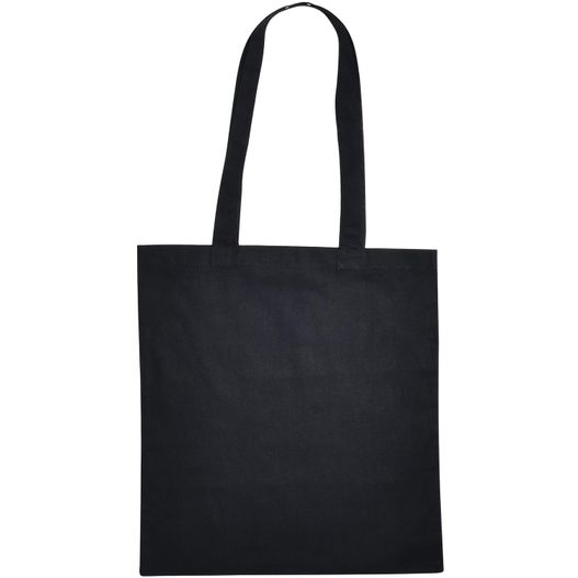 eine schwarze tasche mit einem schwarzen griff Baumwolltasche mit langen Henkeln, 115 gr/m² (Bild 1)