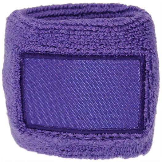 ein lila armband mit einem lila label auf ihm Frottier Armschweißband mit Label (Bild 1)