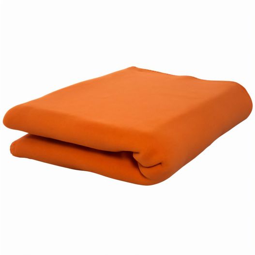 ein paar orangefarbene flötendecken aufeinander gefaltet Fleecedecke 150x120 cm, 250 gr/m2 (Bild 1)