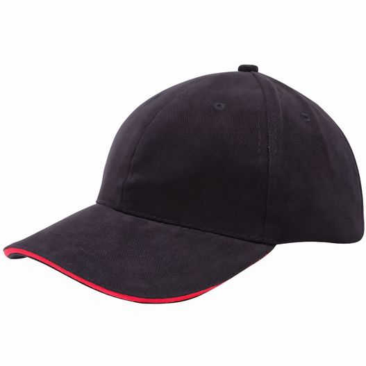 eine schwarze baseballkappe mit rotem streifen Heavy Brushed Cap (Bild 1)