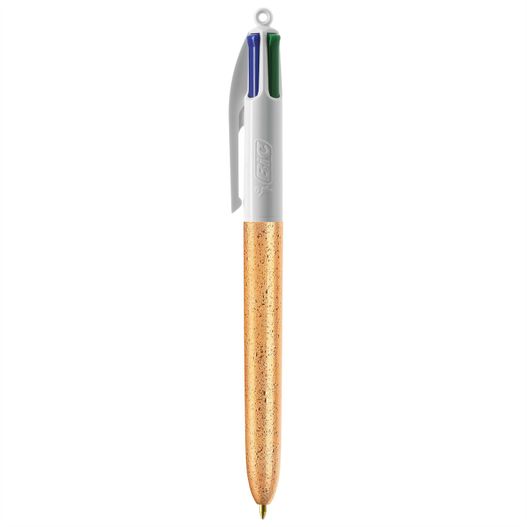 ein stift mit einer metallspitze und einer blauen spitze BIC® 4 Colours Glacé with Lanyard Siebdruck (Bild 1)