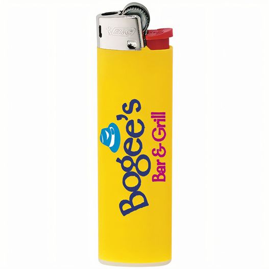 ein gelbes feuerzeug mit einer roten kappe und einer blauen kappe BIC® J23 Feuerzeug Digital (Bild 1)