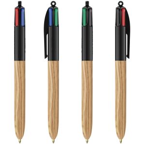 BIC® 4 Colours Wood Style with Lanyard Siebdruck