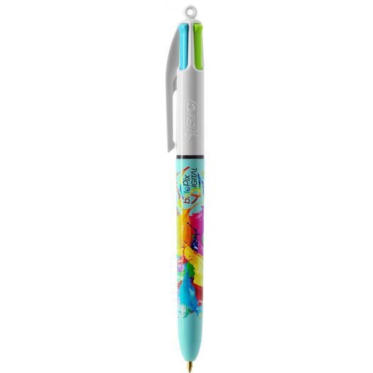 ein stift mit einem bunten design auf ihm BIC® 4 Colours Fashion Kugelschreiber + Lanyard Siebdruck (Bild 1)