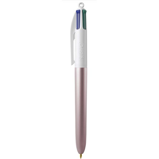 ein stift mit einer metallspitze und einer blauen spitze BIC® 4 Colours Glacé with Lanyard Siebdruck (Bild 1)
