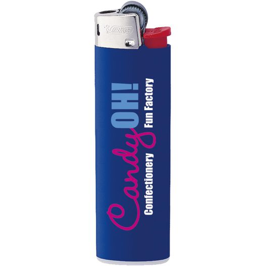 ein feuerzeug mit einem blauen leichteren gehäuse und einem roten feuerzeug BIC® J23 Feuerzeug Digital (Bild 1)
