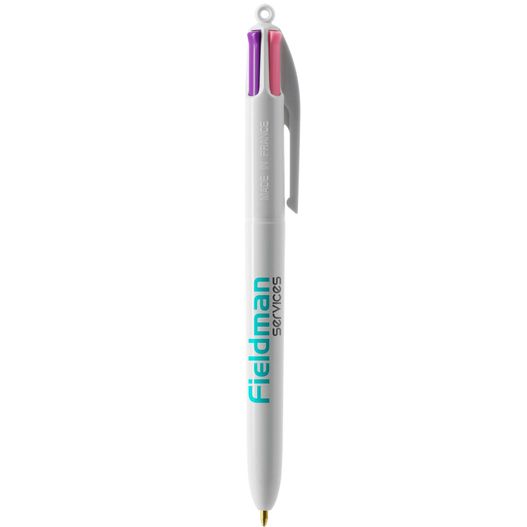 ein stift mit weißer spitze und lila spitze BIC® 4 Colours Fashion Kugelschreiber + Lanyard Digital (Bild 1)