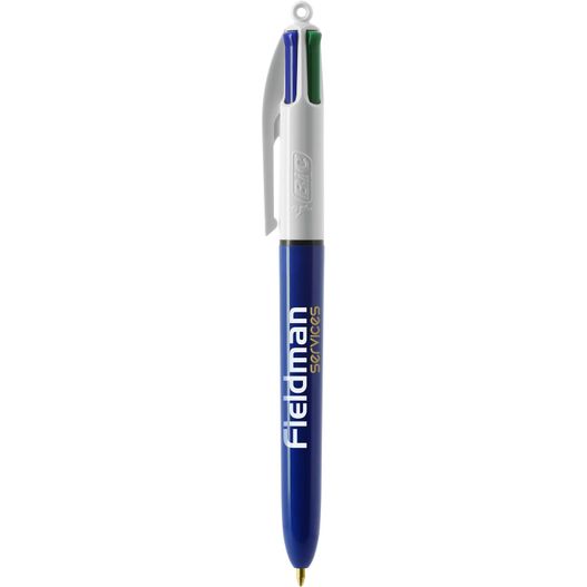 ein stift mit blauer spitze und weißer spitze BIC® 4 Colours Kugelschreiber + Lanyard Siebdruck (Bild 1)
