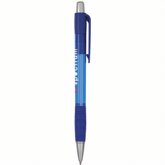 ein stift mit einem blauen lauf und einer silbernen spitze BIC® Striped Grip Kugelschreiber Tampondruck (Bild 1)