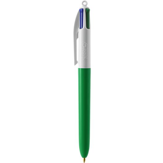 ein grüner stift mit weißer spitze und blauer spitze BIC® 4 Colours Kugelschreiber Siebdruck (Bild 1)
