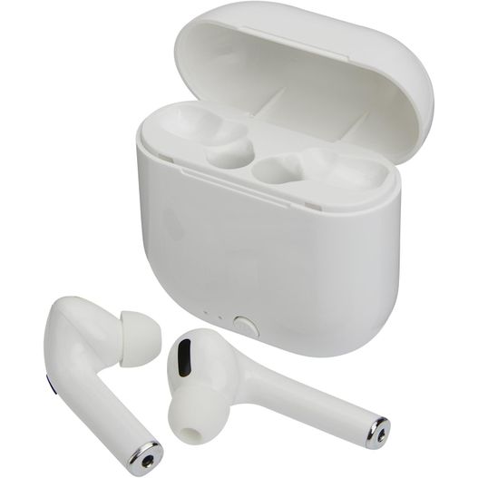 ein paar airpods mit einem fall oben TWS Earbuds (Bild 1)