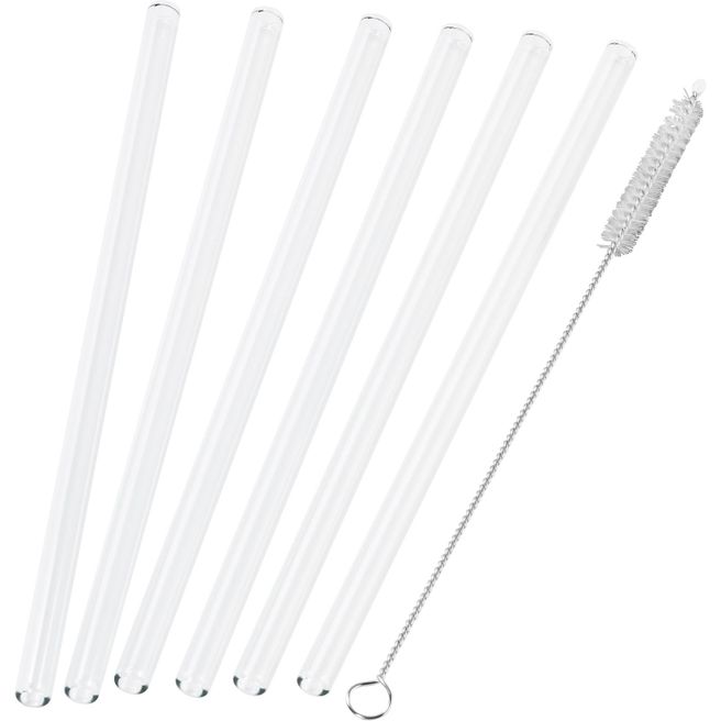 6er Glastrinkhalm Set + Bürste