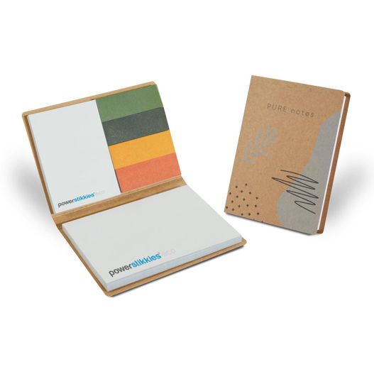 ein notizblock und ein notizbuch mit einem stift PURE notes Haftset 04 mit individualisierbaren Papiermarkern (Bild 1)