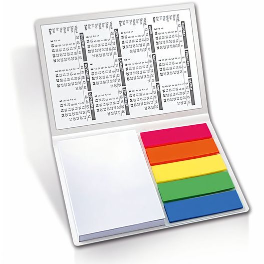 einen kalender mit klebrigen noten und einem stift Haftset 01 mit Kunststoffmarkerset (Bild 1)