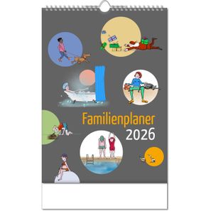 Kalender "Familienplaner" im Format 24 x 38,5 cm, mit Wire-O Bindung und verlängerter Rückwand