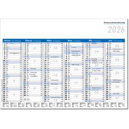 Tafelkalender im Format DIN A4, 29,7 x 21 cm, Kalendarium in blau/schwarz