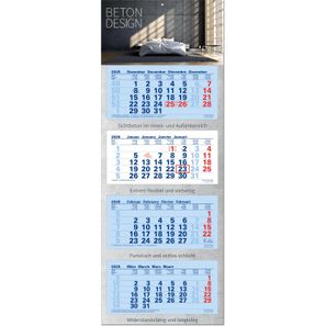 4-Monatsplaner "Junior-4" mit deutsch-mehrsprachigem Kalendarium im Format 33 x 87,5 cm, blau