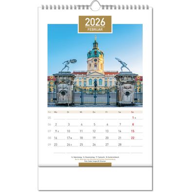 Kalender "Deutschland" im Format 24 x 38,5 cm, mit Wire-O Bindung und verlängerter Rückwand