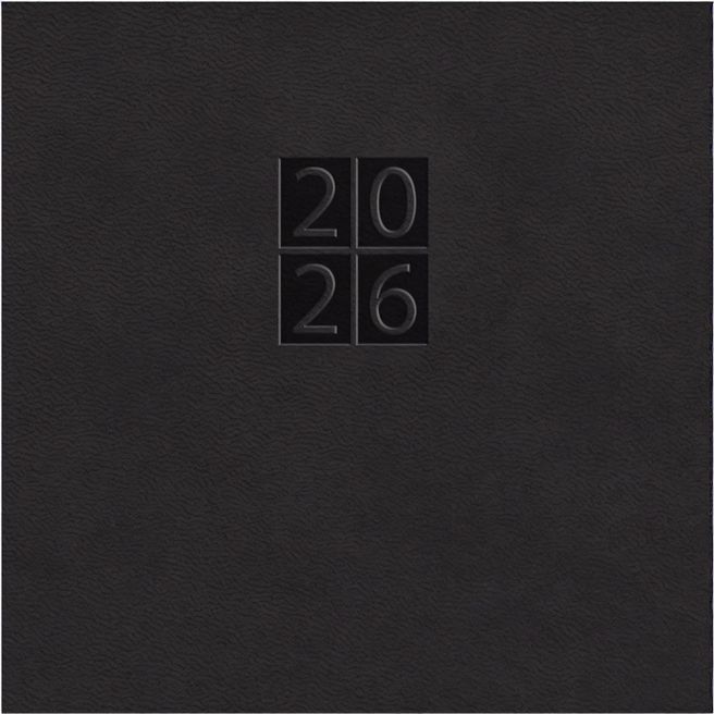 Taschenkalender "Taschenbuch Tag" im Format 10,5 x 14,8 cm, deutsches Kalendarium Grau/Blau mit Leseband, 352 Seiten Fadenheftung, Eckenperforation, Einband Slinky schwarz