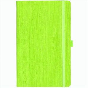 Notizbuch Style Medium im Format 13x21cm, Inhalt kariert, Einband Woody in der Farbe Lime
